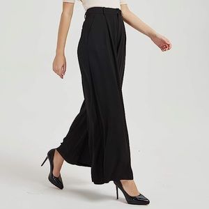 Wide Leg Black Slacks (Short Length)